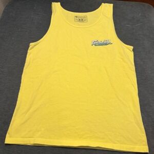 Fayettechill Mens Graphic Tank Top Yellow Cotton Retro Hammock Sunset Size M